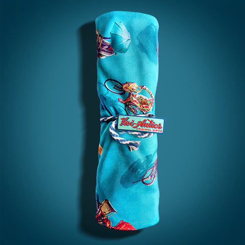 Blue Printed Illustration Beach Towel