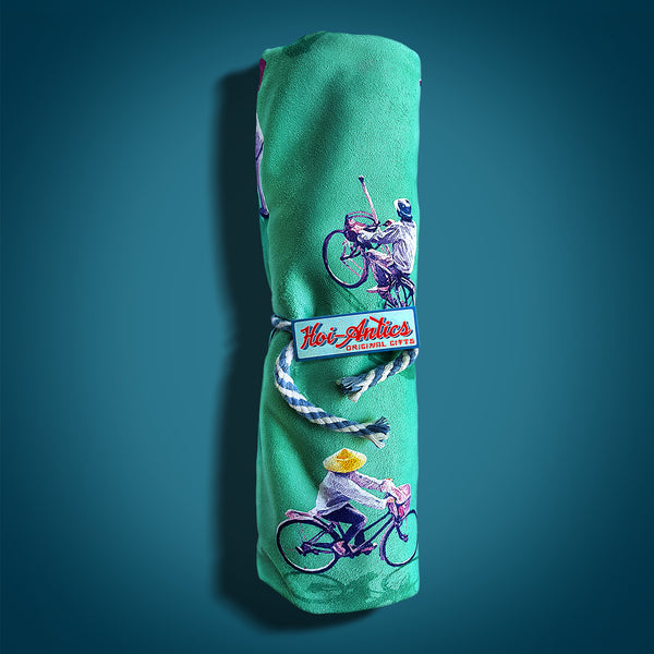 Green Printed Illustration Beach Towel