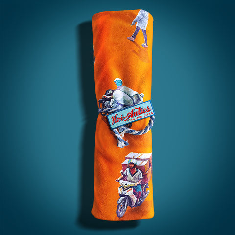 Orange Printed Illustration Beach Towel