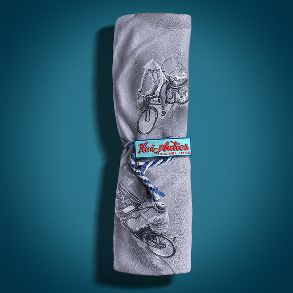 Silver Grey Printed Illustration Beach Towel