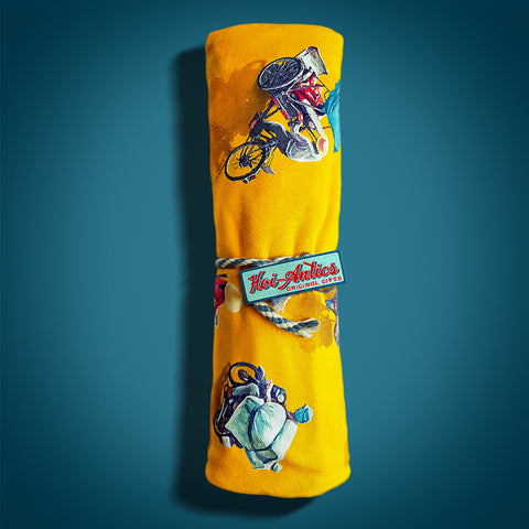 Yellow Printed Illustration Beach Towel
